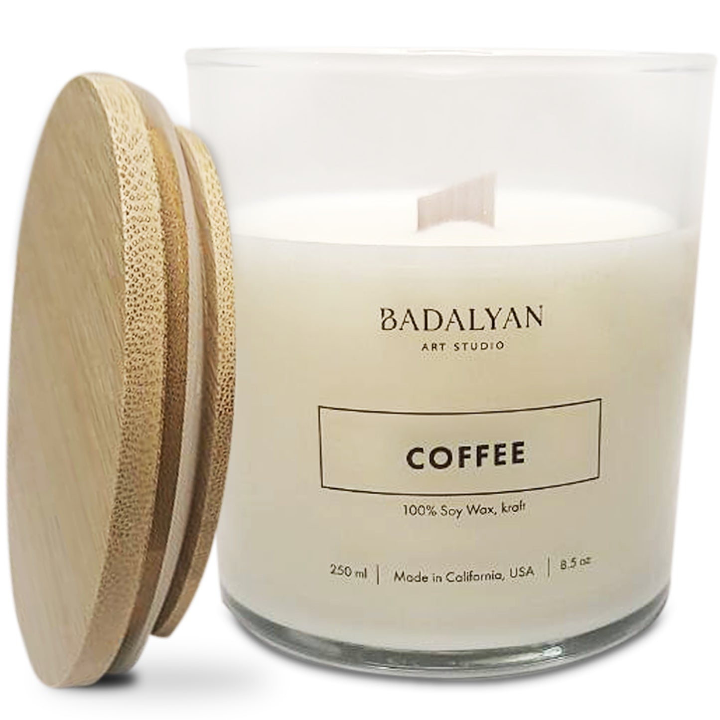 Luxury Scented Candle – Wooden Wick Soy Candle in Glass Jar, Relaxing Home Décor & Gift