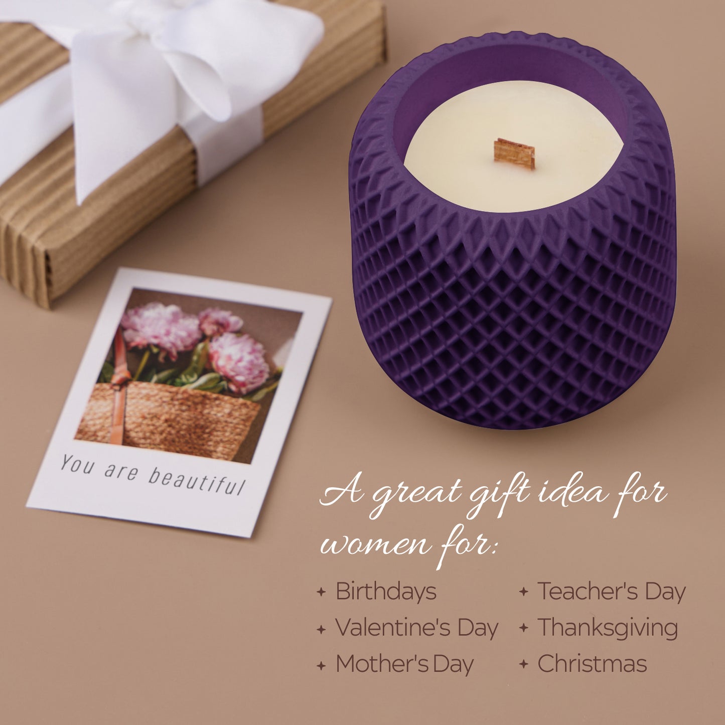 Vela perfumada de cera de soja en un moderno frasco de hormigón: regalo perfecto y decoración para el hogar.