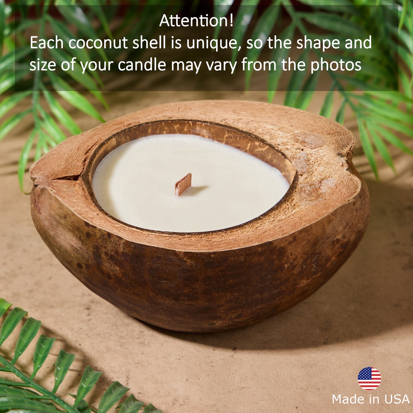 Large Coconut Shell Scented Candle – Wooden Wick, Natural & Non-Toxic, Relaxing Home Decor Gift