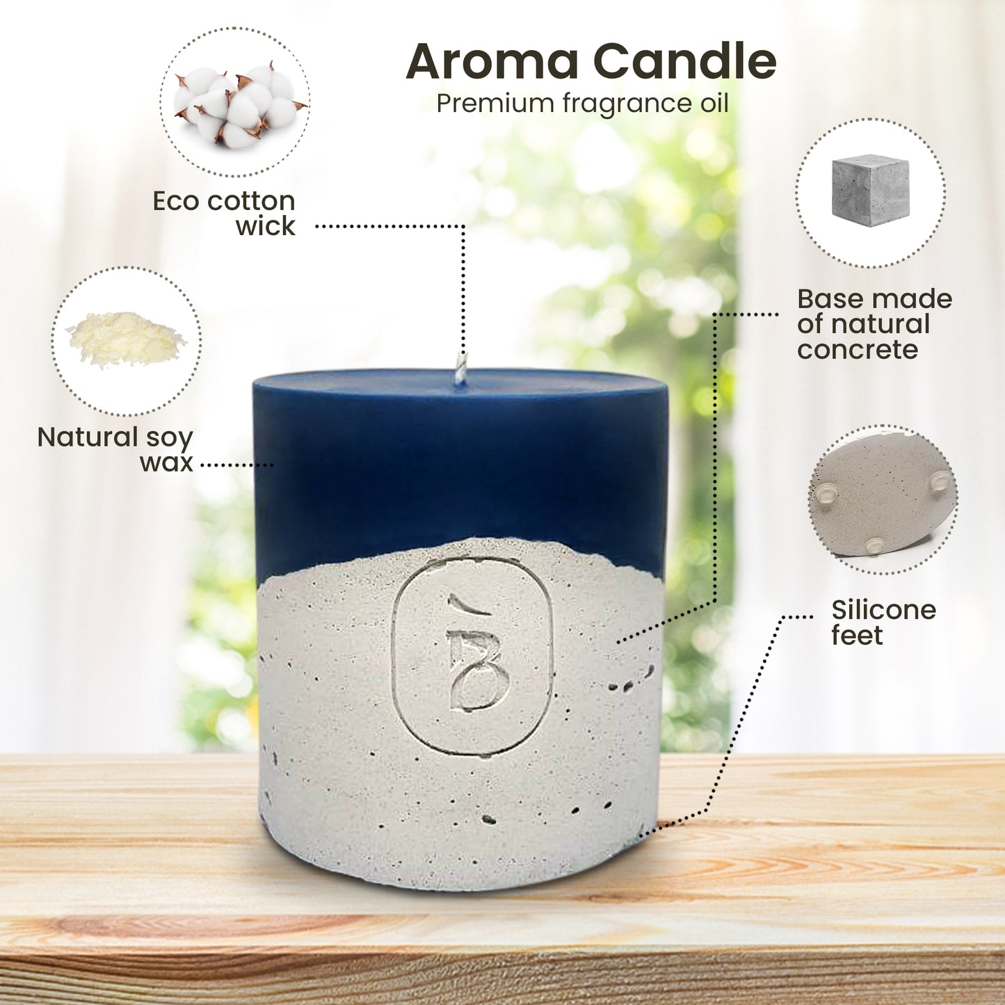 Premium Scented Soy Candle – Concrete Base, Room Décor & Relaxation Gift