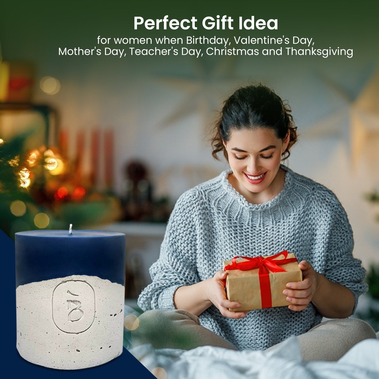 Premium Scented Soy Candle – Concrete Base, Room Décor & Relaxation Gift