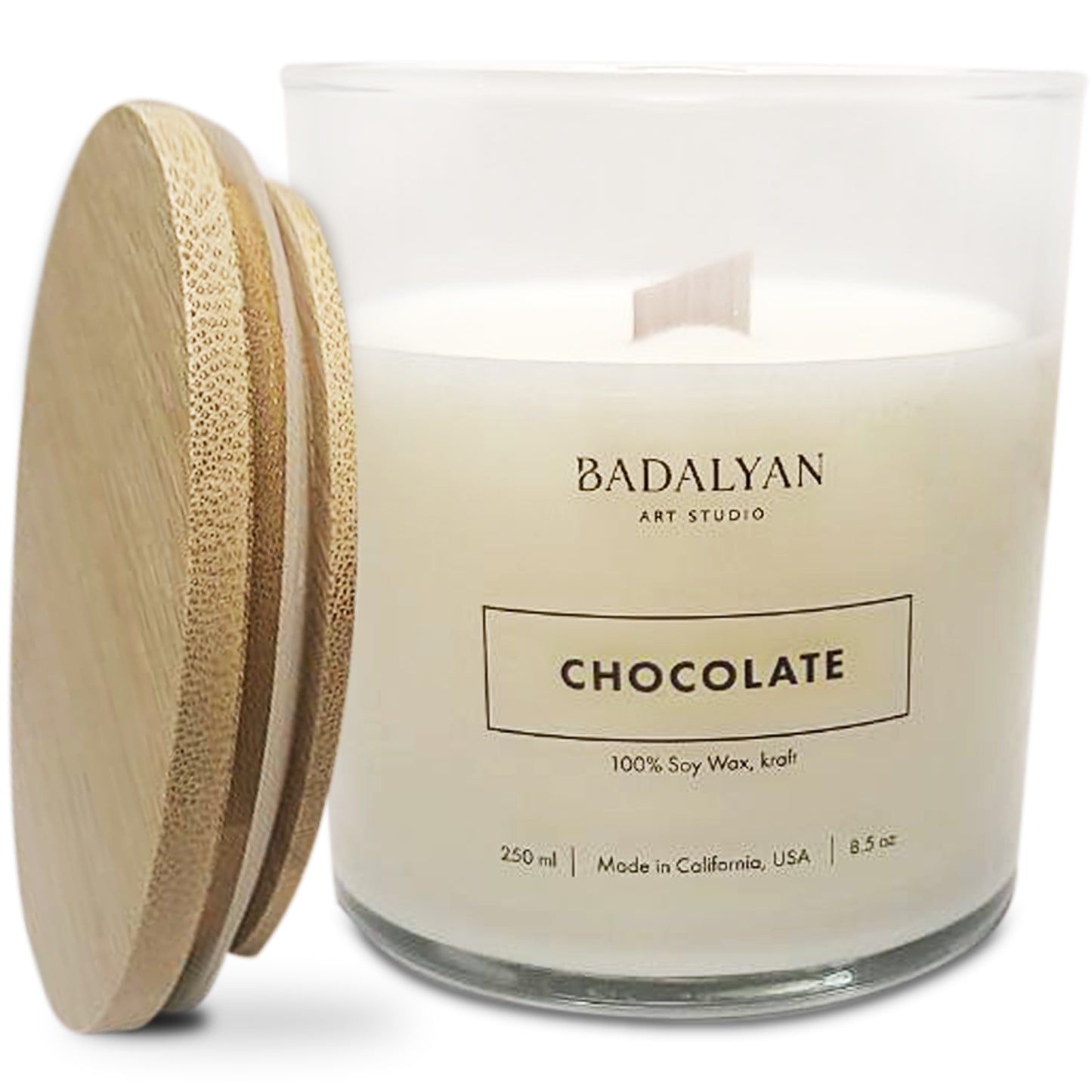 Luxury Scented Candle – Wooden Wick Soy Candle in Glass Jar, Relaxing Home Décor & Gift