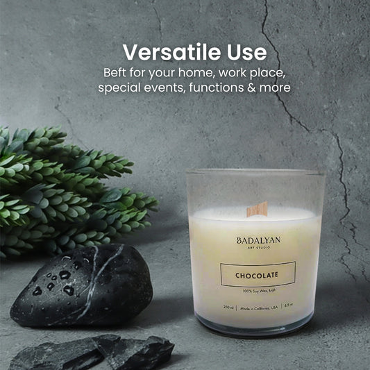 Luxury Scented Candle – Wooden Wick Soy Candle in Glass Jar, Relaxing Home Décor & Gift